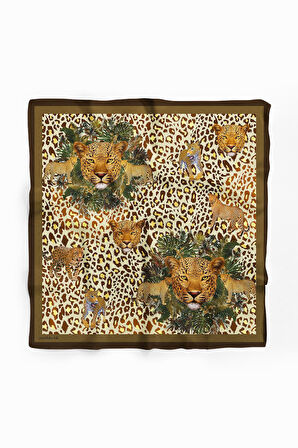 D58 Kadın Kaplan Desenli 50x50 Bandana HYL DG01288-22
