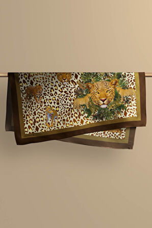 D58 Kadın Kaplan Desenli 50x50 Bandana HYL DG01288-22