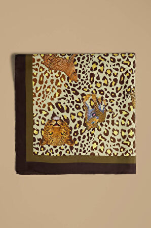 D58 Kadın Kaplan Desenli 50x50 Bandana HYL DG01288-22