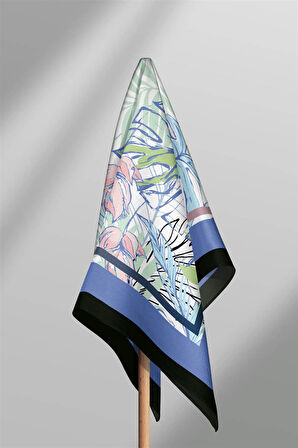 A100 Kadın Yeşil Yaprak Desenli 50x50 Bandana HYL DG01349-22