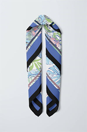 A100 Kadın Yeşil Yaprak Desenli 50x50 Bandana HYL DG01349-22