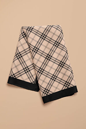 G36 Kadın Krem Kare Desenli 50x50 Bandana