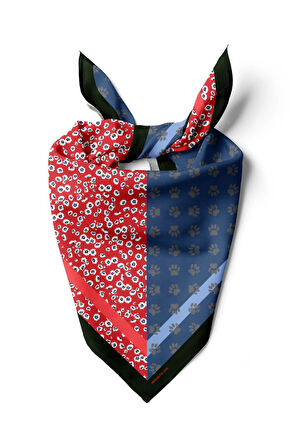 Z69 Kadın Mavi Pati Desenli 50x50 Bandana HYL DG01446-22