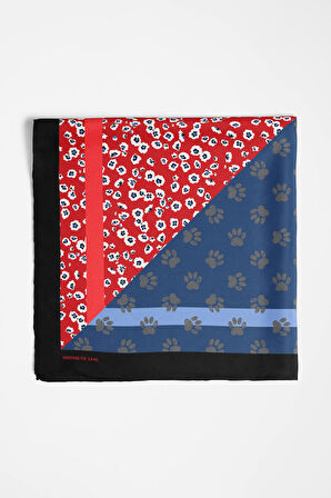 Z69 Kadın Mavi Pati Desenli 50x50 Bandana HYL DG01446-22
