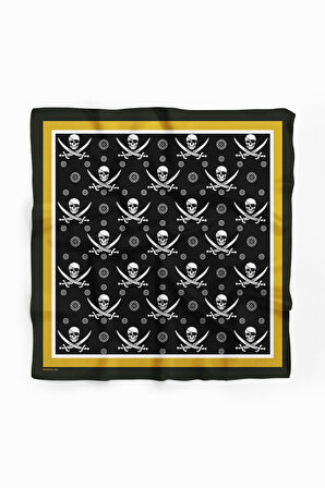 F89 Kadın Kurukafa Desenli 50x50 Bandana HYL DG01552-22