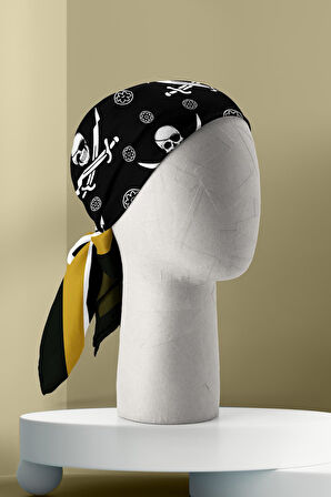 F89 Kadın Kurukafa Desenli 50x50 Bandana HYL DG01552-22