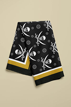 F89 Kadın Kurukafa Desenli 50x50 Bandana HYL DG01552-22