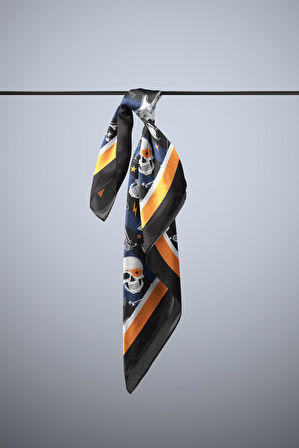 C51 Kadın Mavi Siyah Kurukafa Desenli 50x50 Bandana HYL DG01554-22