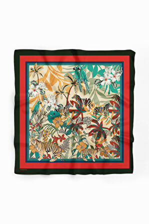 C89 Kadın Kaplan Desenli 50x50 Bandana DG01571-22