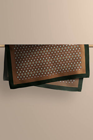 B61 Kadın Kahve Geometrik Desenli 50x50 Bandana HYL DG01594-22