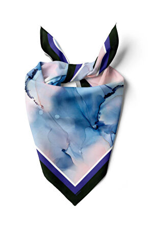 Y85 Kadın Pudra Mavi Batik Desenli 50x50 Bandana HYL DG01659-22