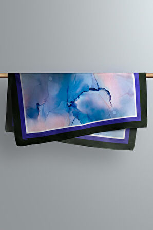 Y85 Kadın Pudra Mavi Batik Desenli 50x50 Bandana HYL DG01659-22