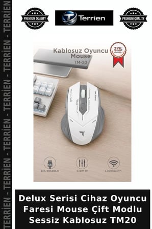 Delux Serisi Cihaz Oyuncu Faresi Mouse Çift Modlu Sessiz Kablosuz TM20