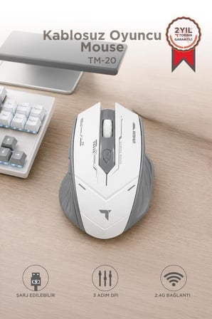 Delux Serisi Cihaz Oyuncu Faresi Mouse Çift Modlu Sessiz Kablosuz TM20