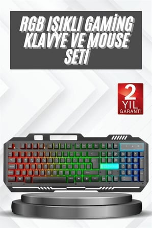 Işıklı Oyuncu Q Klavye Mouse Seti Siyah Gaming Oyuncu Klavye