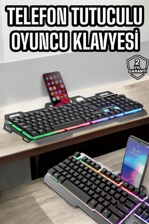 Oyuncu Klavyesi Q Klavye RGB Işıklı Mouse Hediyeli
