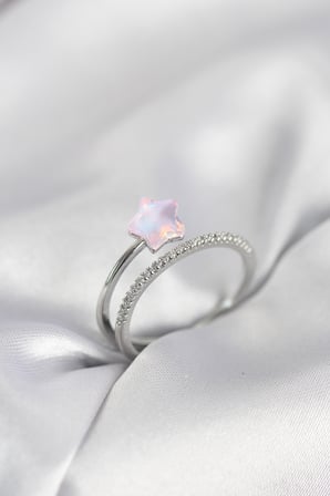 Gümüş Renk Zirkon Taşlı Pembe Halley Model Kadın Yüzük 5886