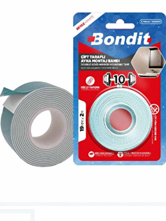 BONDİT YÜKSEK YAPIŞMA GÜCÜNE SAHİP ÇİFT TARAFLI AYNA MONTAJ BANDI 19 MM x 2 MT