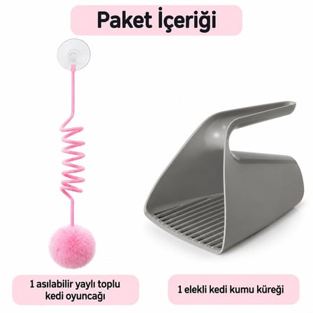 Busstier Yaylı Macera – Yaylı Kedi Oyuncağı ve Kedi Kumu Küreği Seti