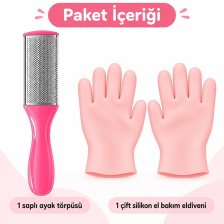 Busstier El Ayak Vakti – Ayak Törpüsü ve Silikon Bakım Eldiveni Seti
