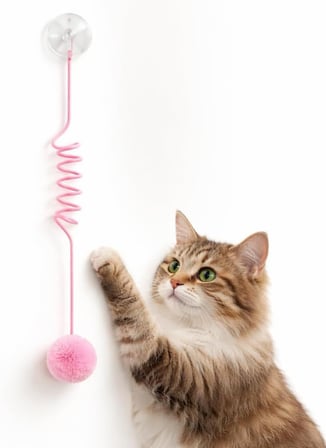 Busstier Spiral Evreni – Yaylı Asılabilir Kedi Oyuncağı ve Tarak Seti