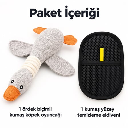 Busstier Ördek Atlası – Kumaş Ördek Köpek Oyuncağı ve Tüy Temizleyici Seti