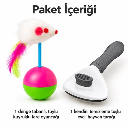 Busstier Salıncak Limanı – Hacı Yatmaz Fare Kedi Oyuncağı ve Tarak Seti