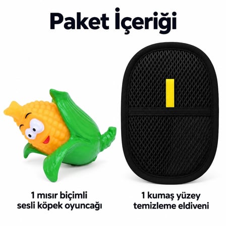 Busstier Mısır Atlası – Sesli Mısır Köpek Oyuncağı ve Tüy Temizleyici Seti