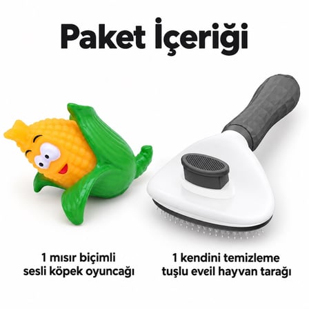 Busstier Mısır Yolu – Sesli Mısır Köpek Oyuncağı ve Tarak Seti