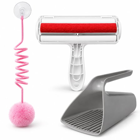 Busstier Spiral Masalı – Yaylı Asılabilir Kedi Oyuncağı ve Tüy Temizleyici, Kum Küreği Seti