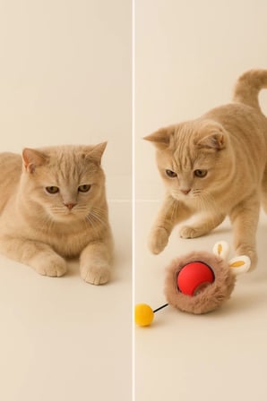 Busstier Tavşan Yıldızı – Peluş Kaplı Şarjlı Kedi Topu ve Tüy Temizleyici, Kum Küreği Seti