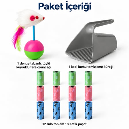 Busstier Salıncak Dalgası – Hacı Yatmaz Fare Kedi Oyuncağı ve Kum Küreği, Atık Poşeti Seti