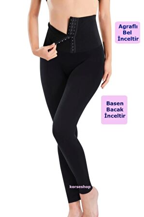 Inceltici Agraflı Yüksek Bel Basen Bacak Toparlayıcı Incelten Korse Tayt