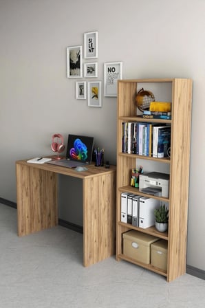 Kitaplıklı Çalışma Masası Bilgisayar Masası Öğrenci Ofis Masası Çok Amaçlı Kitaplıklı Çalışma Masası