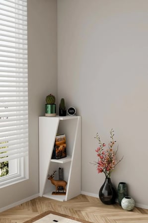 Modern Çok Amaçlı 90cm 2 Raflı Köşe Kitaplık Dekoratif Salon Rafı Çok Amaçlı Düzenleyici Organizer