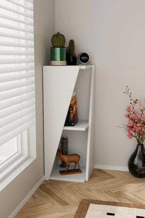 Modern Çok Amaçlı 90cm 2 Raflı Köşe Kitaplık Dekoratif Salon Rafı Çok Amaçlı Düzenleyici Organizer