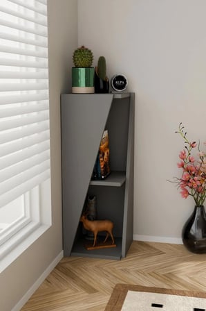 Modern Çok Amaçlı 90cm 2 Raflı Köşe Kitaplık Dekoratif Salon Rafı Çok Amaçlı Düzenleyici Organizer