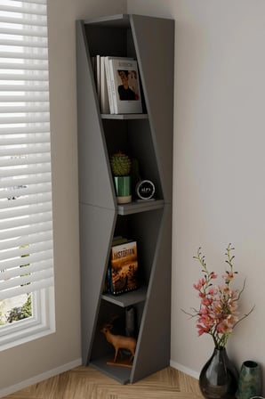 Modern Çok Amaçlı 90cm 2 Raflı Köşe Kitaplık Dekoratif Salon Rafı Çok Amaçlı Düzenleyici Organizer