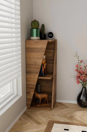 Modern Çok Amaçlı 90cm 2 Raflı Köşe Kitaplık Dekoratif Salon Rafı Çok Amaçlı Düzenleyici Organizer