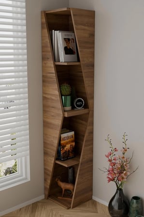 Modern Çok Amaçlı 90cm 2 Raflı Köşe Kitaplık Dekoratif Salon Rafı Çok Amaçlı Düzenleyici Organizer