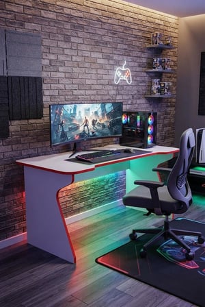 Profesyonel RGB Ledli Oyuncu Masası 140*75*75 cm Bilgisayar Masası Gamer Çalışma Masası