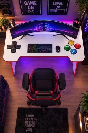 Profesyonel RGB Ledli Oyuncu Masası 140*75*75 cm Bilgisayar Masası Gamer Çalışma Masası