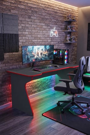 Profesyonel RGB Ledli Oyuncu Masası 140*75*75 cm Bilgisayar Masası Gamer Çalışma Masası
