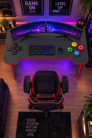 Profesyonel RGB Ledli Oyuncu Masası 140*75*75 cm Bilgisayar Masası Gamer Çalışma Masası