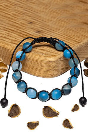 Sertifikalı Ham Işlenmemiş Mavi Akik Taşı Bileklik