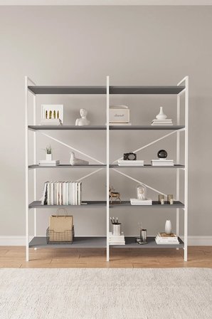 Nilamu Antrasit 5 Raflı Kitaplık | Ofis & Ev Için Organizer Raf Ünitesi 150×170×34 Cm