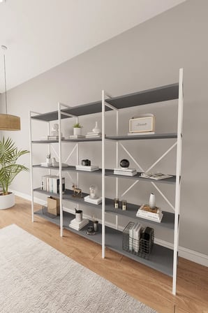 Nilamu Antrasit 200 Cm Kitaplık | Metal Gövde, Açık Raflı Organizer Ve Düzenleyici