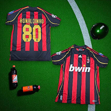 Ronaldinho Efsane Milan Nostalji Halı Saha Özel Tasarım Forması Kırmızı Siyah