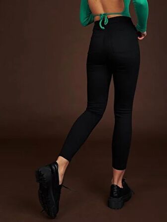 Yuksek Bel Dar Paca 5 Cep Gabardın Pantolon