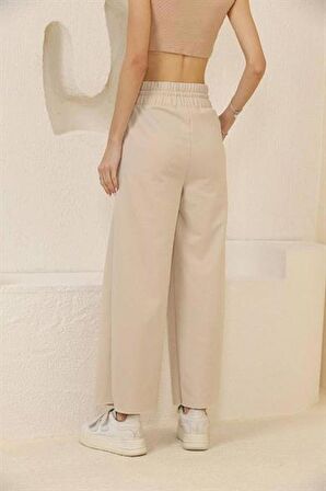 Beli Lastikli Yırtık Detaylı Salaş Kadın Pantolon